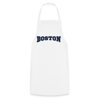Boston Block Font Logo - Cooking Apron - white - Front - AI Model Male 185 dark (185cm)