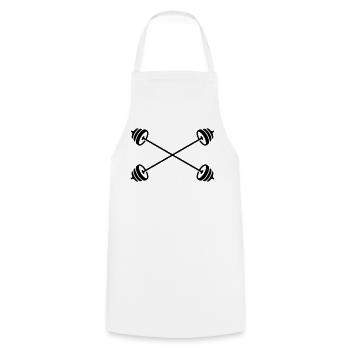 Crossed barbells - Cooking Apron - white - Front - AI Model Male 185 dark (185cm)