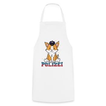 Police fox with police cap - Cooking Apron - white - Front - AI Model Male 185 dark (185cm)
