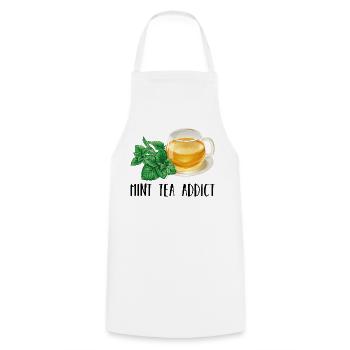 Mint Tea Addict Accro Thé à la menthe Cadeau thé - Tablier de cuisine - blanc - Devant - AI Model Male 185 dark (185cm)