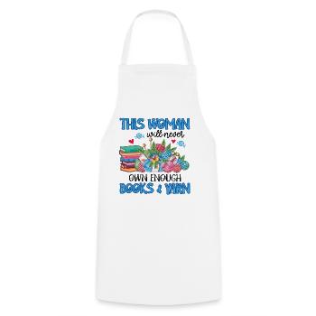 This Woman Will Never Own Enough Books and Yarn - Tablier de cuisine - blanc - Devant - AI Model Male 185 dark (185cm)
