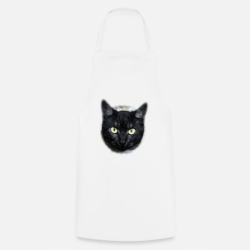 black cat chat noir - Tablier de cuisine - blanc