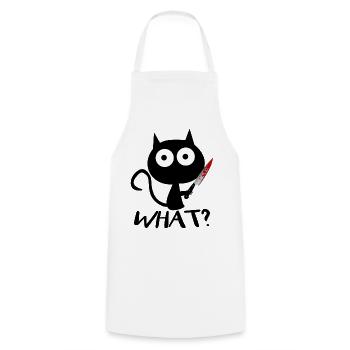 Cat What Murderous Black Cat With Knife - Gift - Cooking Apron - white - Front - AI Model Male 185 dark (185cm)