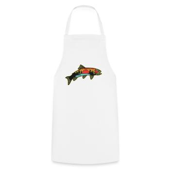 Angeln Angler Fischen Regenbogen Forelle Angel - Kochschürze - Weiß - Vorne - AI Model Male 185 dark (185cm)