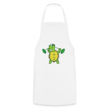 Turtle loves fitness and lifting weights - Cooking Apron - white - Front - AI Model Male 185 dark (185cm)