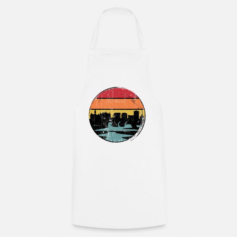 Sunset Skyline Silhouette - Cooking Apron - white