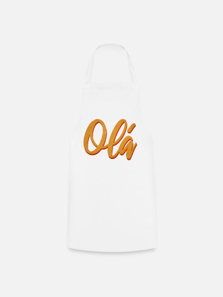 Olá Orange Script Tee - Kochschürze - Weiß
