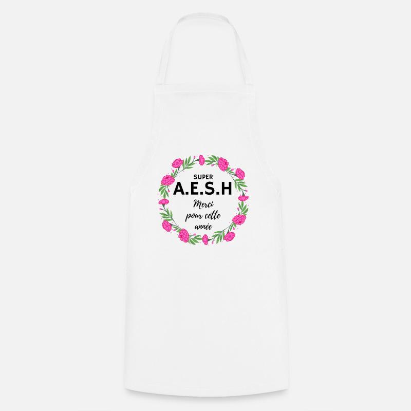 super AESH A.E.S.H. Merci pour cette année fleurs - Tablier de cuisine - blanc