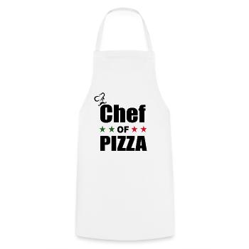 Chef Of Pizza - Italy Pizzeria Pizza Chef - Cooking Apron - white - Front - AI Model Male 185 dark (185cm)