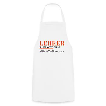 Lehrer | Lustiges Wörterbuch - Kochschürze - Weiß - Vorne - AI Model Male 185 dark (185cm)