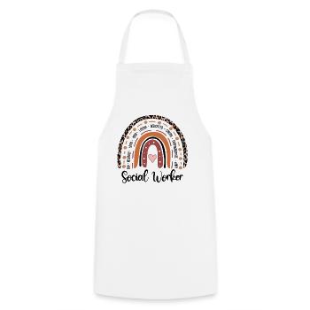 Social worker - Cooking Apron - white - Front - AI Model Male 185 dark (185cm)