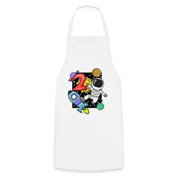 2nd birthday astronaut 2 years boy gift - Cooking Apron - white - Front - AI Model Male 185 dark (185cm)