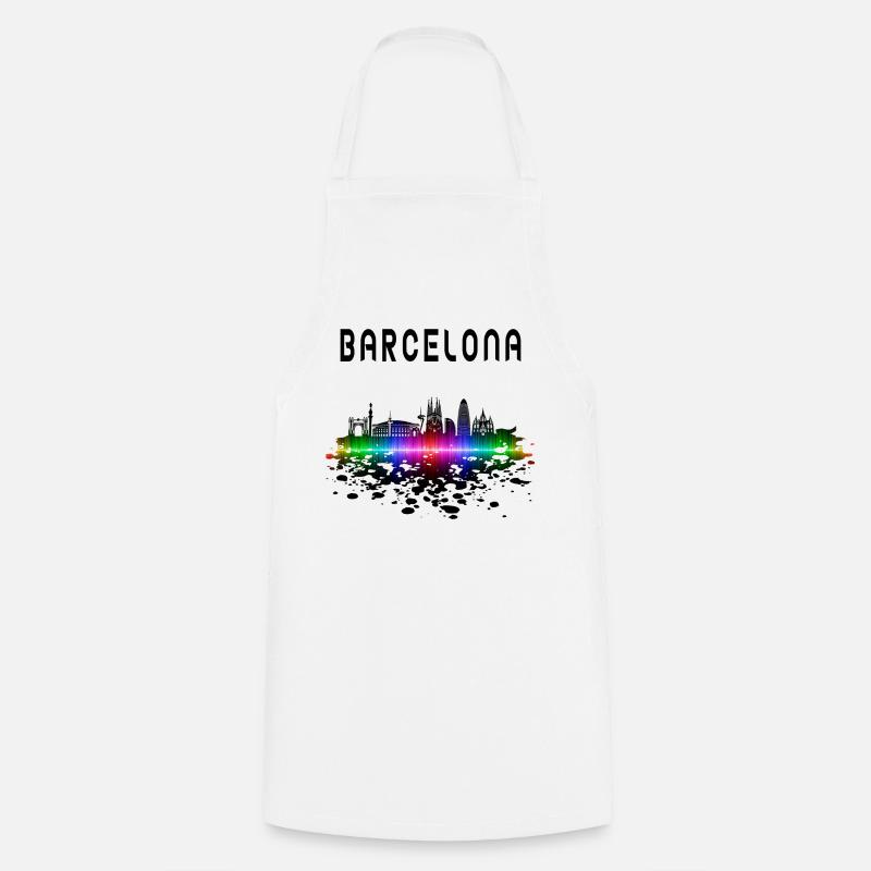 Barcelona Skyline Splash Design / Geschenk - Kochschürze - Weiß