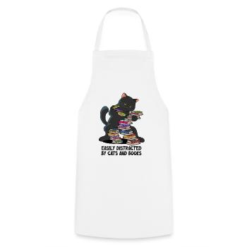 Dance and Books Cats Cat Tomcat Reader Books - Cooking Apron - white - Front - AI Model Male 185 dark (185cm)