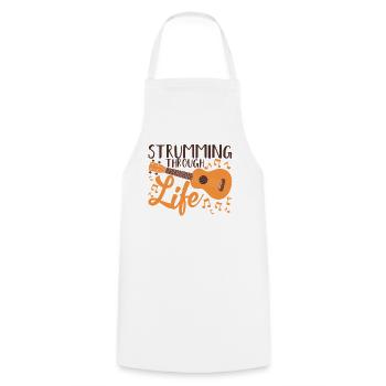 Ukulele Ukelele Hawaiian Guitar Ukuele Hawaii - Cooking Apron - white - Front - AI Model Male 185 dark (185cm)