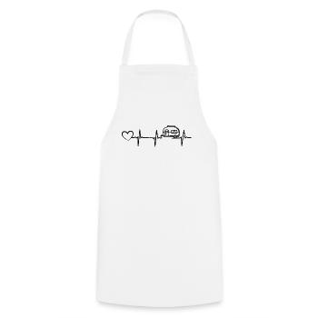 Camping Heartbeat Heart Caravan ECG Motorhome - Cooking Apron - white - Front - AI Model Male 185 dark (185cm)