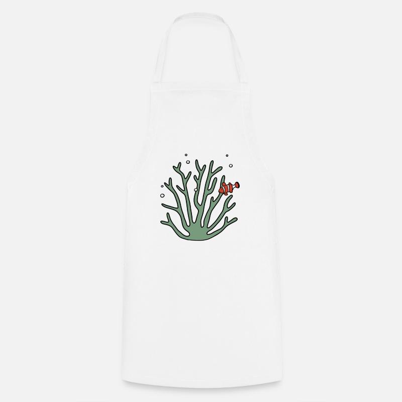Corail poisson anémone - Tablier de cuisine - blanc