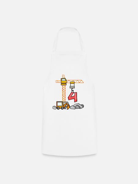 Bagger T-Shirt 4. Geburtstag 4 Jahre Jungen Shirt - Kochschürze - Weiß