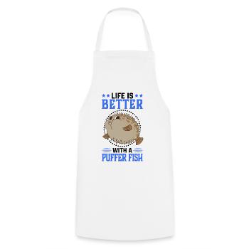 La vie est meilleure avec poisson sphérique - Tablier de cuisine - blanc - Devant - AI Model Male 185 dark (185cm)