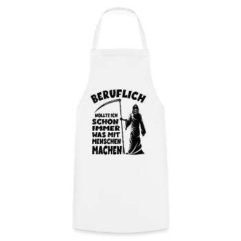 Sensenmann - Beruflich wollte ich schon immer was - Kochschürze - Weiß - Vorne - AI Model Male 185 dark (185cm)