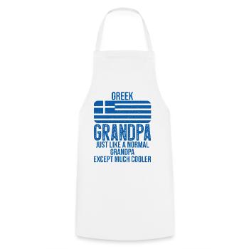 Greek Grandpa drapeau grec pour la fête des pères - Tablier de cuisine - blanc - Devant - AI Model Male 185 dark (185cm)