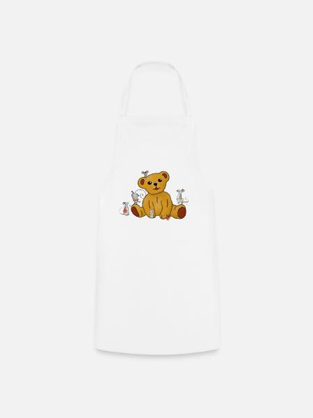 Mäuse nähen Teddy - Kochschürze - Weiß