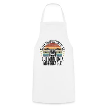 Retro Motorcyclist Motorcycle Vintage Motorsport - Cooking Apron - white - Front - AI Model Male 185 dark (185cm)