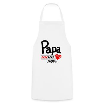 Papa Loading 2022 - Kochschürze - Weiß - Vorne - AI Model Male 185 dark (185cm)