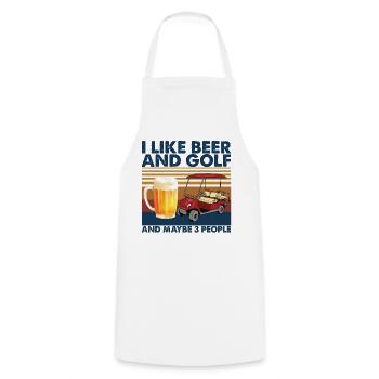I Like Beer And Golf And Maybe 3 People - Cooking Apron - white - Front - AI Model Male 185 dark (185cm)