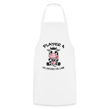 Player 4 Cow Offspring Pregnancy Gaming - Cooking Apron - white - Front - AI Model Male 185 dark (185cm)