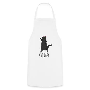 Cat Mom Meow Sweater Cat Lady Cats Lady - Cooking Apron - white - Front - AI Model Male 185 dark (185cm)
