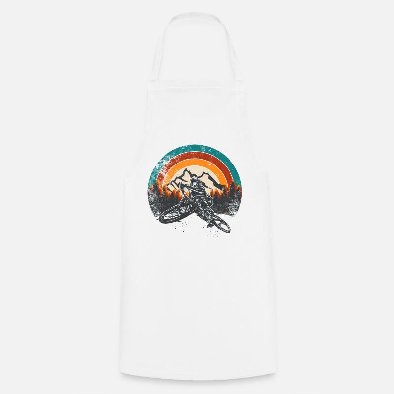 Retro Mountain MTB Sunset - Cooking Apron - white