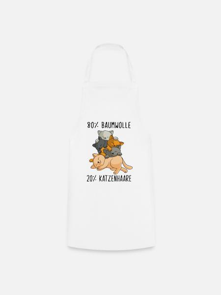Katzen 80% Baumwolle 20% Katzenhaare - Kochschürze - Weiß