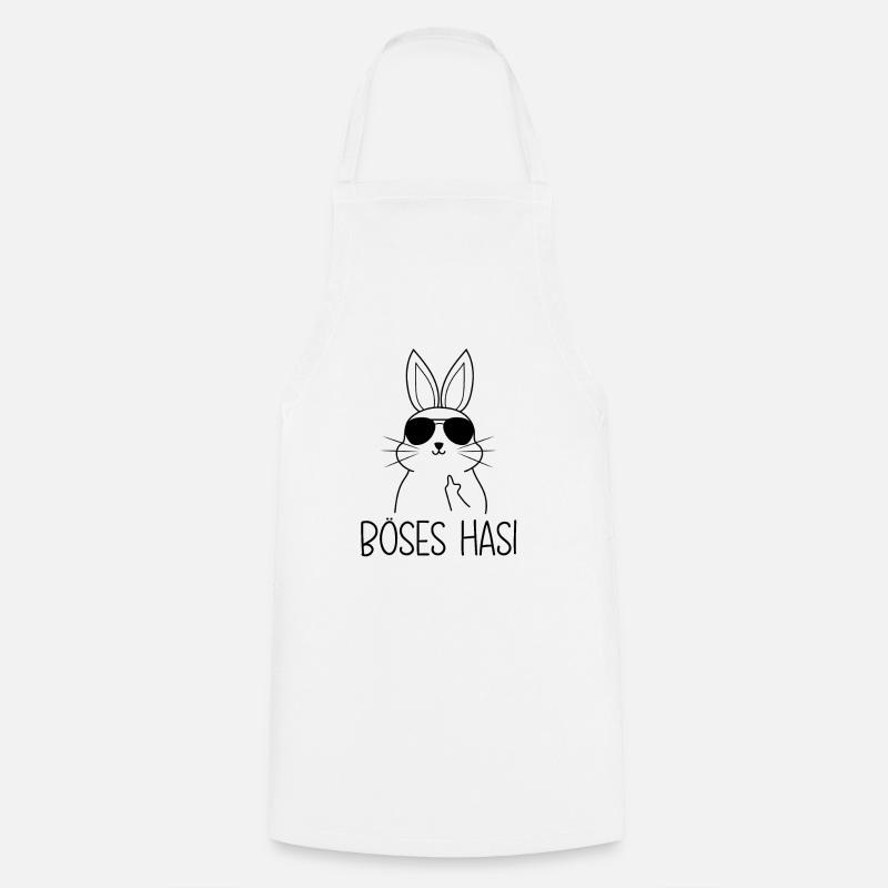 Böses Hasi Hase mit Mittelfinger - Kochschürze - Weiß
