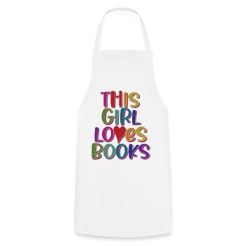 This Girl Loves Books Funny Book Reading Lovers - Tablier de cuisine - blanc - Devant - AI Model Male 185 dark (185cm)