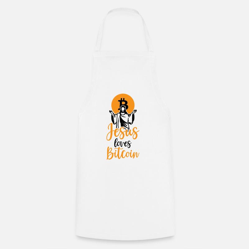 Jésus aime Bitcoin Crypto Coin Blockchain Argent - Tablier de cuisine - blanc