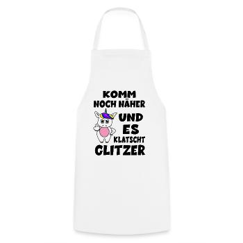 Einhorn - Komm Noch Näher Und Es Klatscht Glitzer - Kochschürze - Weiß - Vorne - AI Model Male 185 dark (185cm)