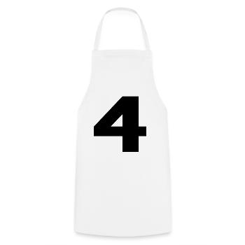 Number 4 in black - Cooking Apron - white - Front - AI Model Male 185 dark (185cm)