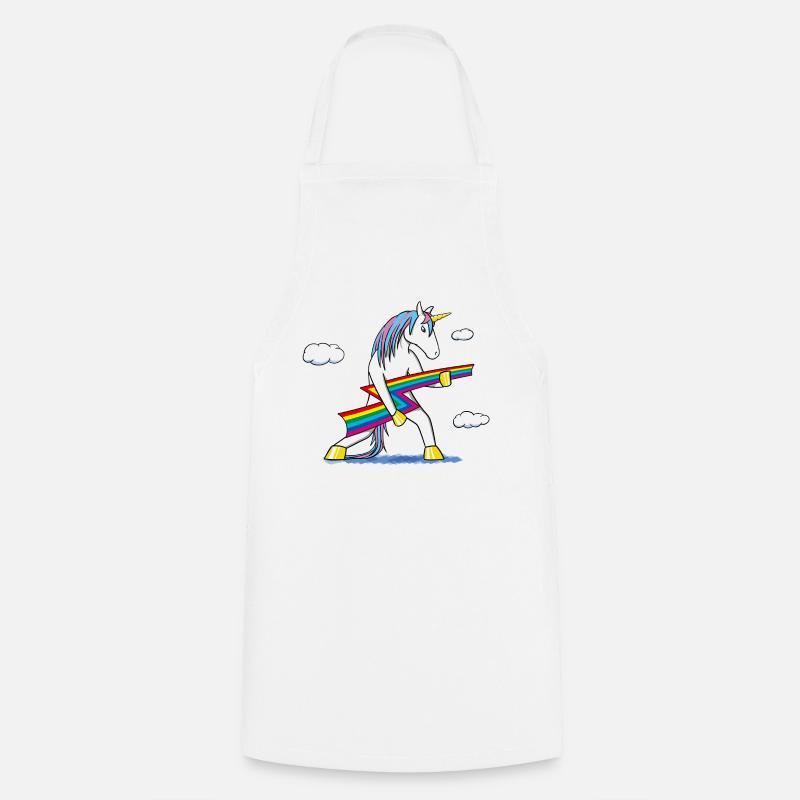 Rainbow Rock – Licorne avec éclair arc‑en‑ciel - Tablier de cuisine - blanc