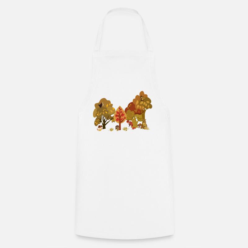 Silhouette de la faune de la forêt d’automne - Tablier de cuisine - blanc
