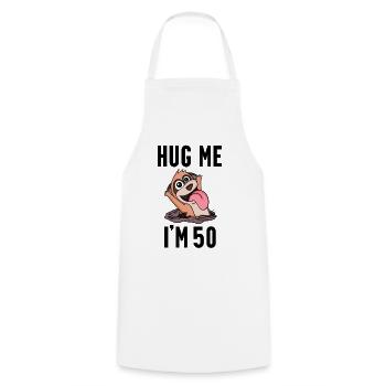 50 birthday - 50 years - hug - Cooking Apron - white - Front - AI Model Male 185 dark (185cm)