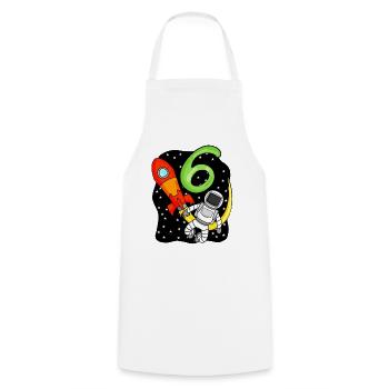 6e anniversaire - 6 ans astronaute cadeau garçons - Tablier de cuisine - blanc - Devant - AI Model Male 185 dark (185cm)