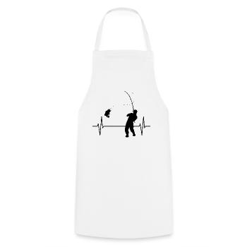 Angler With Fishing Rod Fisherman Heartbeat Gift - Cooking Apron - white - Front - AI Model Male 185 dark (185cm)