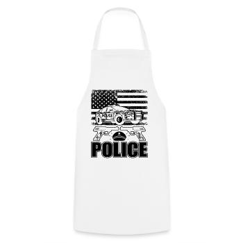Police Officer Halloween Costume Cop Fête de l’humour - Tablier de cuisine - blanc - Devant - AI Model Male 185 dark (185cm)