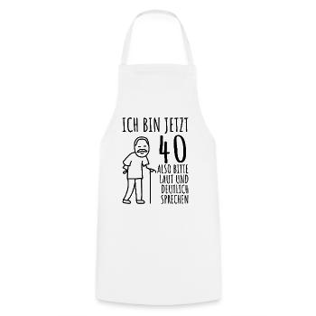 40. Geburtstag 40er 40ter Ich bin jetzt 40 Jahre - Kochschürze - Weiß - Vorne - AI Model Male 185 dark (185cm)