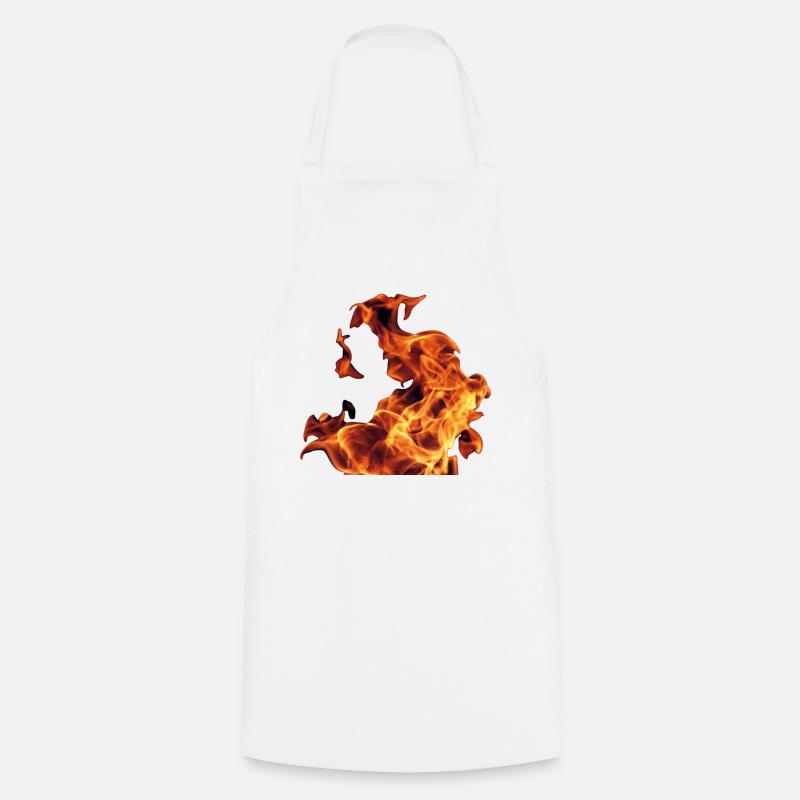 Flammes abstraites sur noir - Tablier de cuisine - blanc