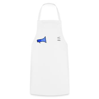Megafon Text-Template - Kochschürze - Weiß - Vorne - AI Model Male 185 dark (185cm)