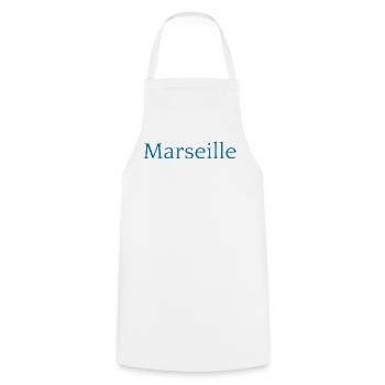 Marseille, France Conception typographique - Tablier de cuisine - blanc - Devant - AI Model Male 185 dark (185cm)