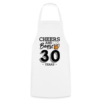 Bierkrug-Illustration mit Schaum 30 Jahre B-Day - Kochschürze - Weiß - Vorne - AI Model Male 185 dark (185cm)