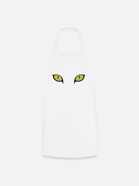 Katzenaugen Schwarz - Kochschürze - Weiß